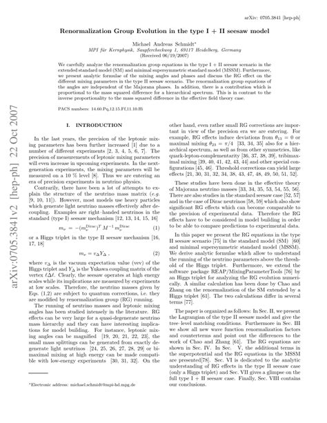 PDF Renormalization Group Evolution In The Type I II Seesaw Model