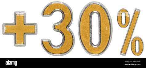 Percent benefits, plus 30 thirty percent, numerals isolated on white ...