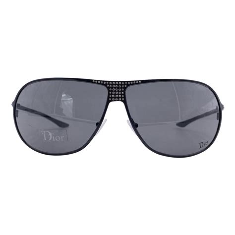 Christian Dior Black Aviator Hard Dior1 Sunglasses With Crystals For Sale At 1stdibs