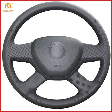 MEWANT Cubierta De Cuero Artificial Negro Para Volante De Coche