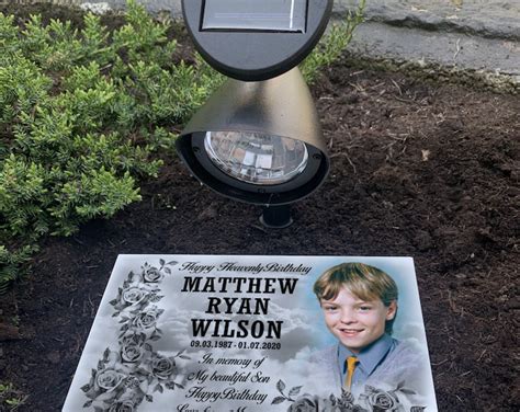 Personalised Grave Marker, Cemetery Headstone With a Solar Light ...