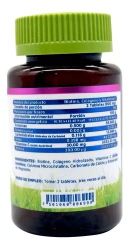 Biotina Colágeno Y Vitamina C Vidanat 180 Tabletas En Venta En