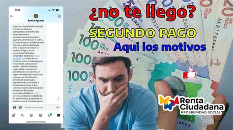 Qué hacer si no recibí el pago de la Renta Ciudadana pero estoy