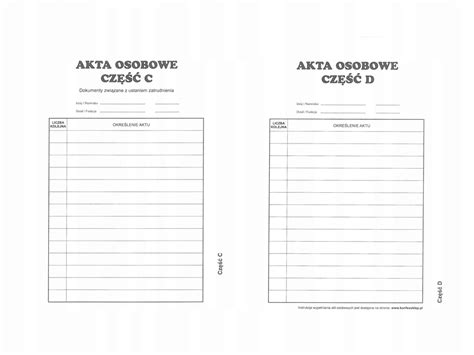 Wkładki przekładki do akt osobowych ABCD 80 szt A4 7813640283