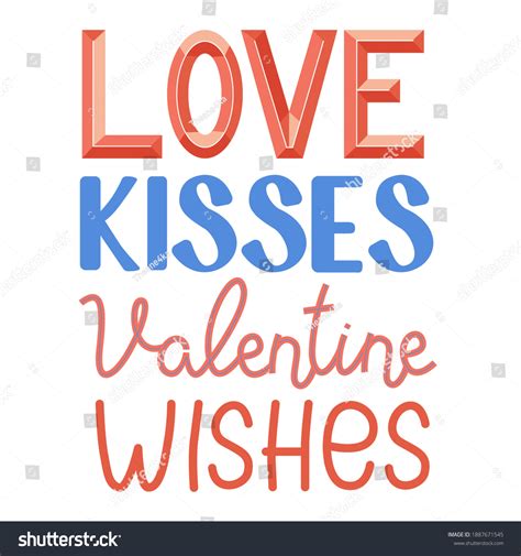 Love Kisses Valentine Wishes Hand Drawn Stock Vector Royalty Free