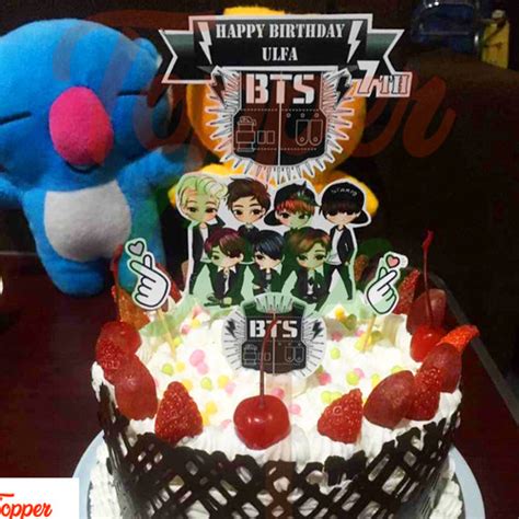 Jual Topper Cake BTS Kartun Gratis Tambah Nama Usia Dan Foto Kab