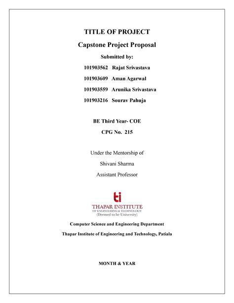 Capstone Project Proposal Title Of Project Capstone Project Proposal Submitted By 101903562