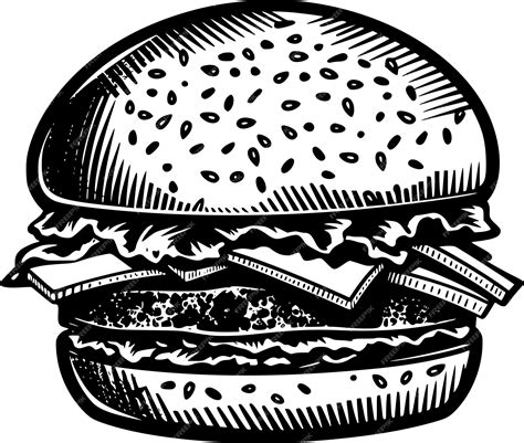 Premium Vector Burger Hamburger Hand Drawn Vector Illustration Sketch Retro Style