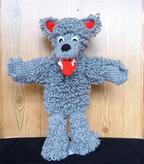 Hand Puppet Crochet Puppet Wolf Puppet Handmade Grey Wolf