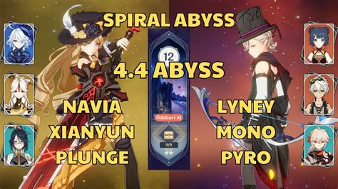 C Navia Xianyun Plunge C Lyney Mono Pyro Spiral Abyss Floor