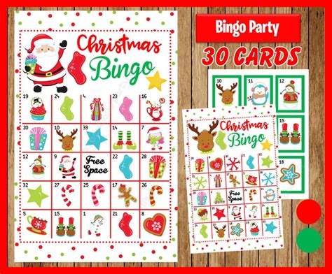 30 Free Printable Christmas Bingo Cards