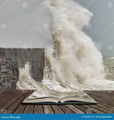 Stunning Dangerous High Waves Crashing Over Harbor Wall during Windy