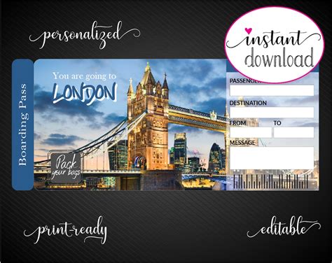 Printable LONDON Surprise Trip Gift Ticket Boarding Pass Etsy UK