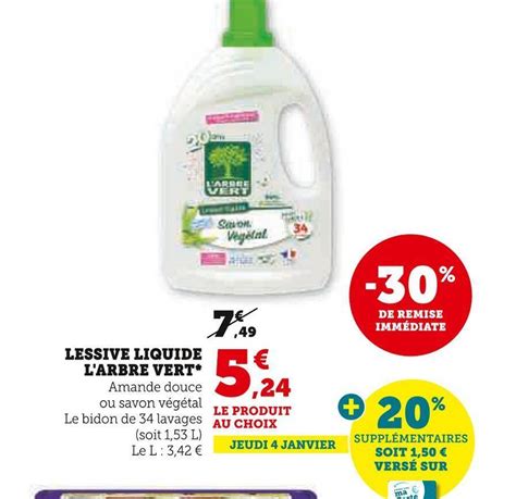 Promo L Arbre Vert Lessive Liquide Chez Super U