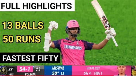 Yashasvi Jaiswal Fastest 50 In Just 13 Balls In Ipl History Yashasvi