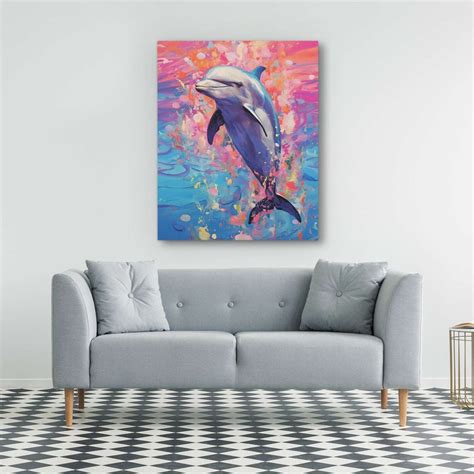 Dolphin's Dance Dolphin Painting Abstract Ocean Pop Art Wall Art Print ...