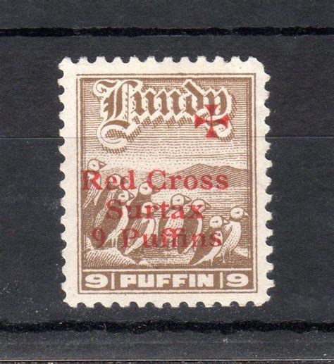 Lundy 9p Red Cross Overprint Mounted Mint Ebay