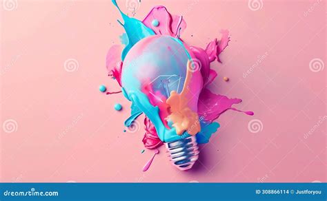 Exploding Creativity Concept With Paint Splashing Lightbulb Generative