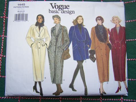 Uncut Vintage Vogue Coat Jacket Sewing Pattern 1445 Double Single