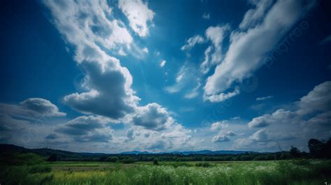 Fondo Cielo Azul Y Nubes Azules Sobre Pastos Y Campos Fondo Cielo