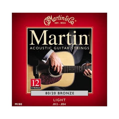 Martin M190 12 String 80 20 Bronze Light Acoustic Guitar Strings 12 54