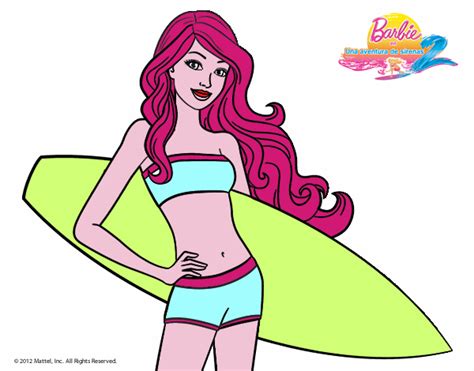 Dibujo De Barbie Con Tabla De Surf Pintado Por En Dibujos Net El D A