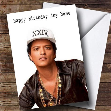 Personalized Bruno Mars Celebrity Birthday Card - Red Heart Print