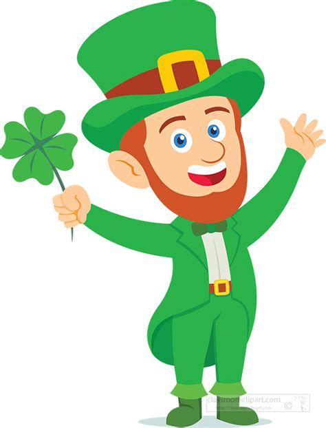 Leprechaun With Clover Leaf St Patricks Day Clipart 318 Classroom Clip Art