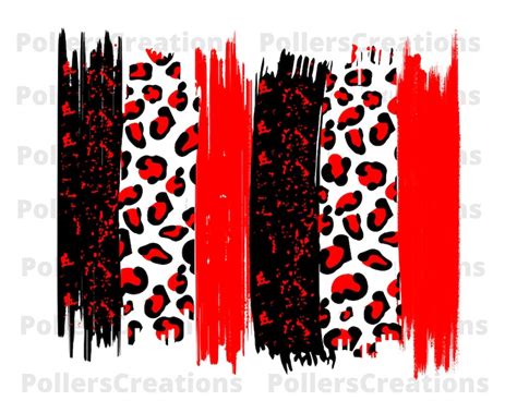 Red Black Leopard Distressed Brush Stroke Pngsublimation Etsy