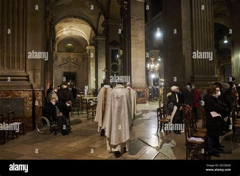 People Attend The Midnight Mass At The Saint Sulpice Church In Paris On December 24 2020