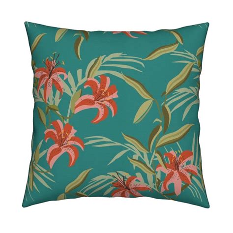 Colorful Fabrics Digitally Printed By Spoonflower Tiger Lily Marine