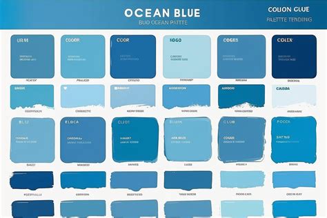 Premium Photo | Ocean Blue Color Palette Blue Color Code Guide Palette with Color Names