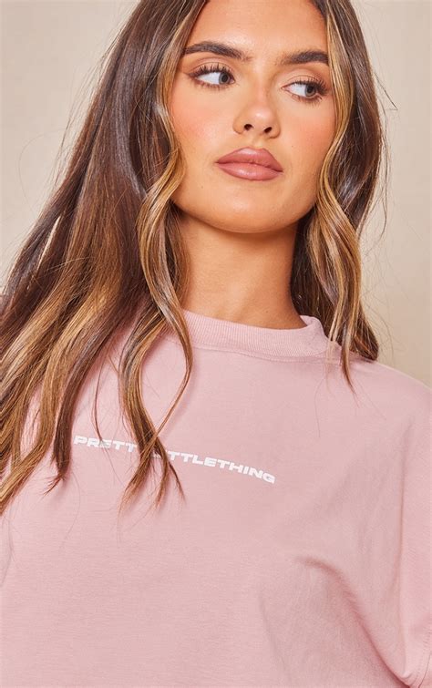 Plt Light Pink Print Oversized T Shirt Prettylittlething