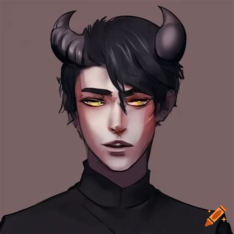 Draw A Very Handsome Man With Black Hair And Demon Horns On Craiyon