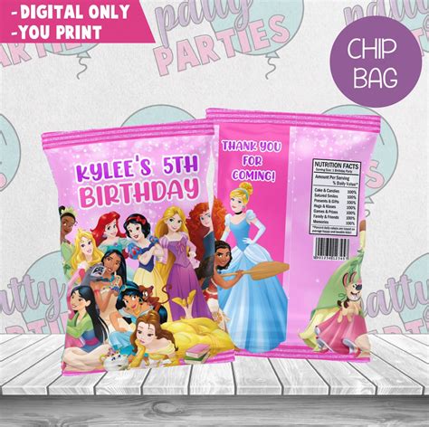 DISNEY PRINCESS CHIP BAG Disney Princess Birthday Party Disney