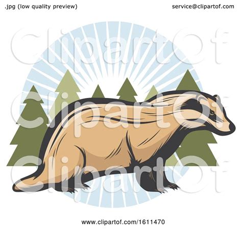 Clipart of a Badger Hunting Design - Royalty Free Vector Illustration ...