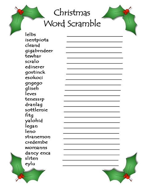 Christmas Word Scramble Printable