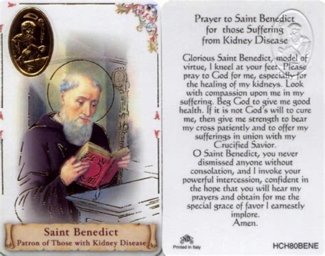 Saint Benedict Patron Of Those Suffering With Kidney Disease Prayer