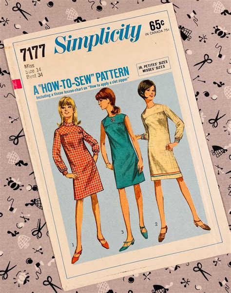 Simplicity 7177 Uncut Vintage Sewing Pattern For Misses Dress Bust 34