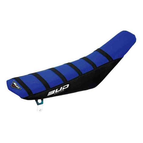 Housse De Selle Bleu Noire Bandes Noires Bud Racing Full Traction 125