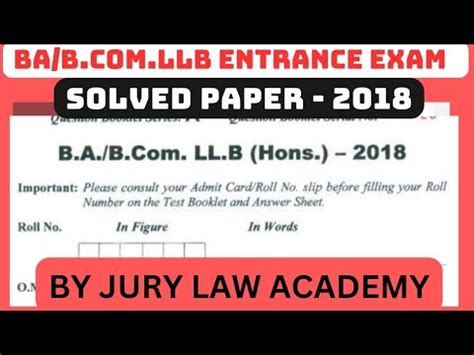 Pu Year Law Entrance Exam Solved Paper Best Pu Law Entrance