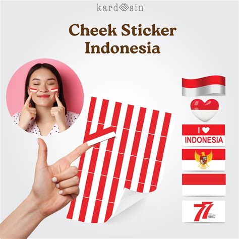 Jual [10 Pcs] Cheek Sticker Stiker Pipi Indonesia Bendera Merah Putih