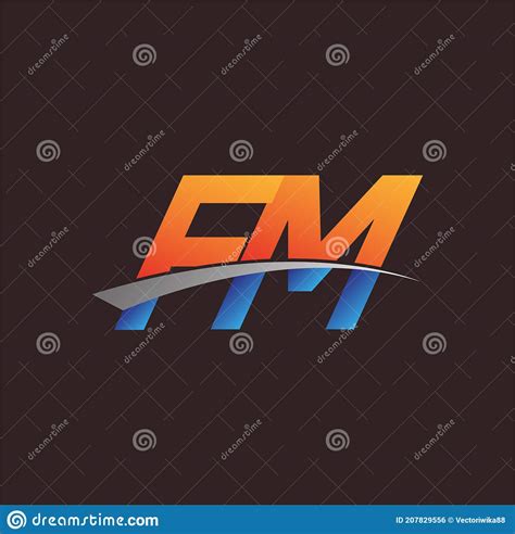 Letra Inicial Fm Logotype Nome Da Empresa Colorida Laranja E Azul E