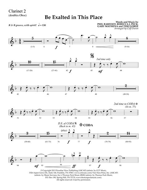 Be Exalted In This Place Choral Anthem SATB Clarinet Sheet Music PDF