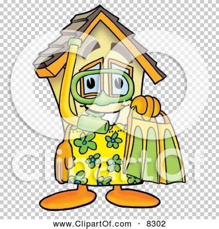 Clipart Picture Of A House Mascot Cartoon Character In Green And Yellow