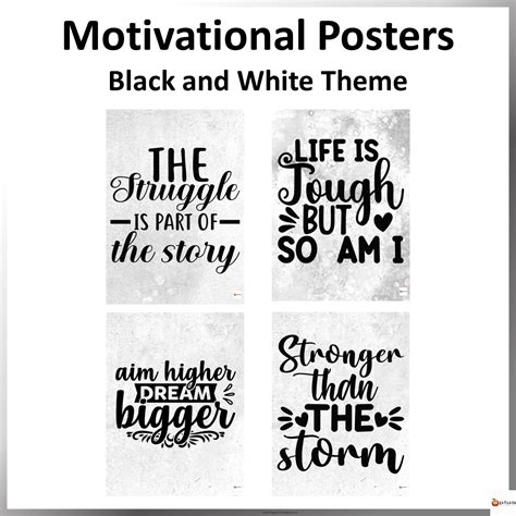 Motivational Posters Classroom Decor Black And White Made By Teachers