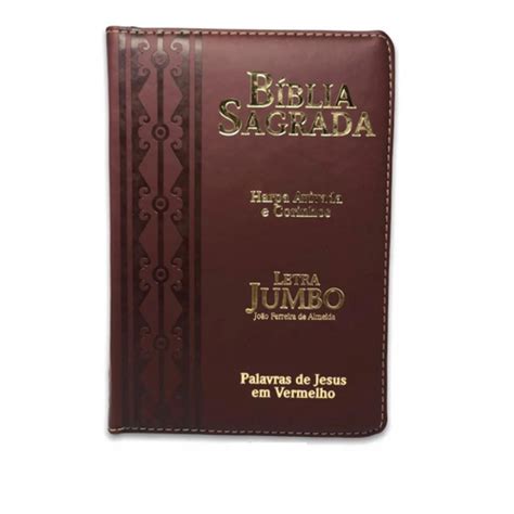 Biblia Sagrada Evangelica Marrom Masculina Feminina Ziper Letra Jumbo