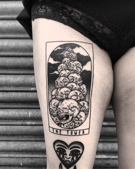 Tower Tarot Card Tattoo By Lozzy Bones