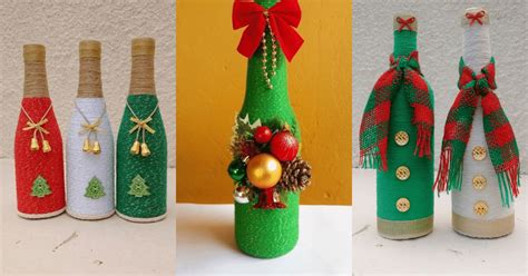 Ideas Decorar Botellas Navideñas Con Hilo