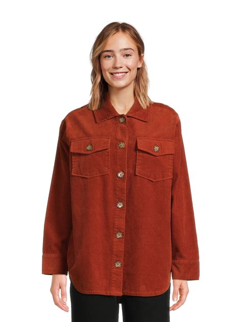 Time And Tru Womens Button Down Corduroy Shacket With Pockets Sizes